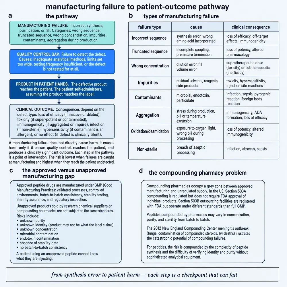 Manufacturing failure to patient-outcome pathway