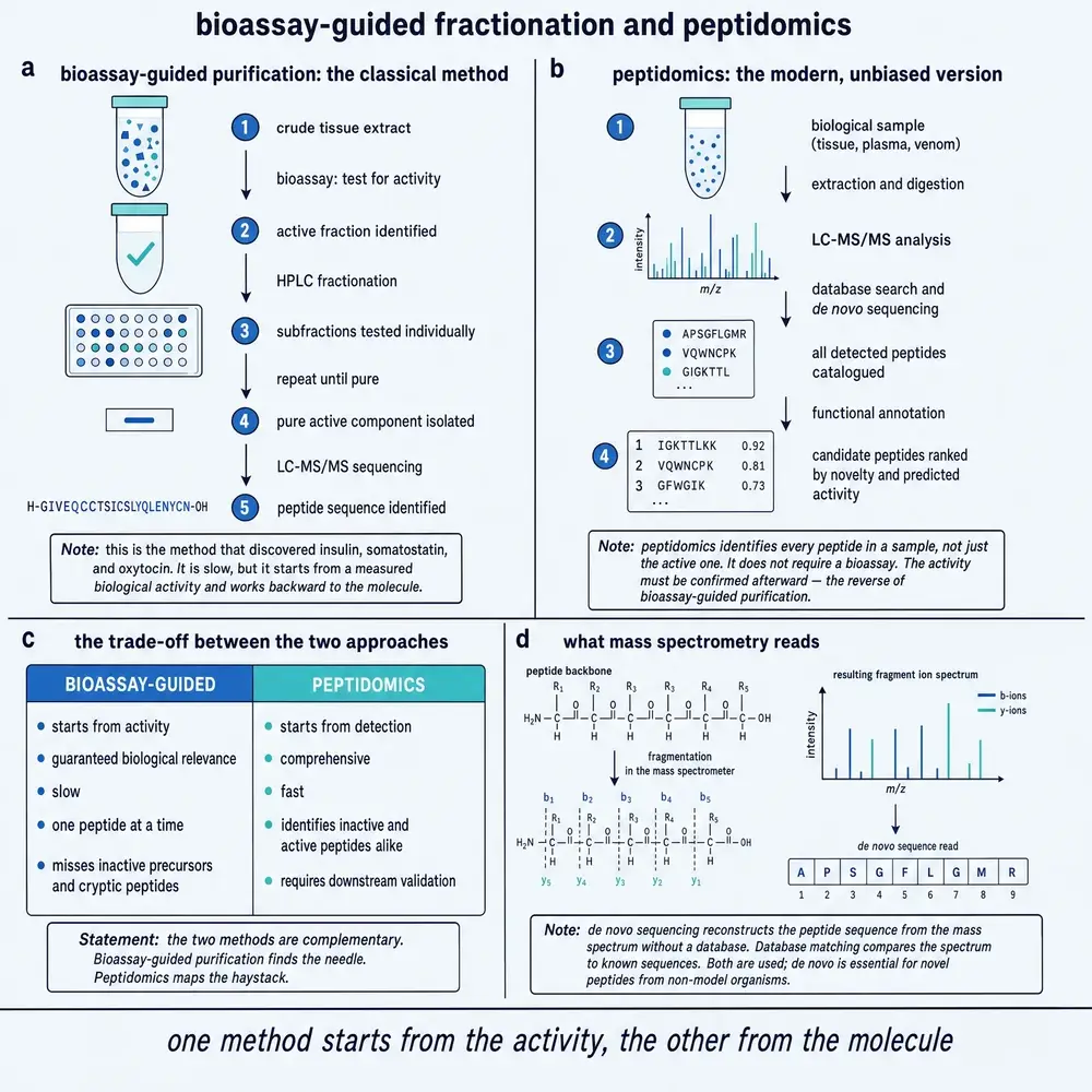 Bioassay-guided fractionation and peptidomics.