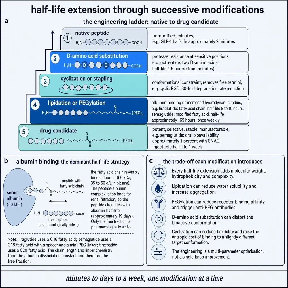 Half-life extension through successive modifications.