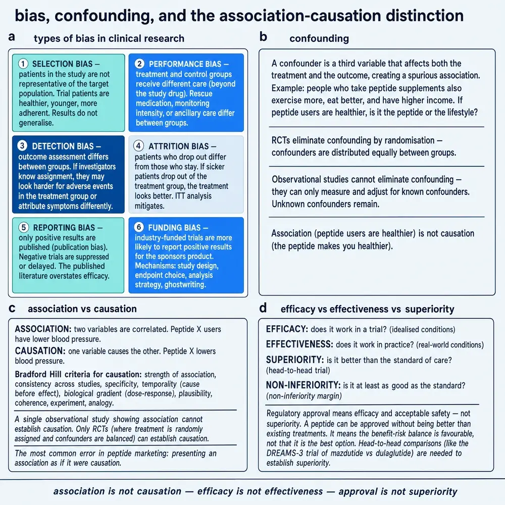 Bias, confounding, and the association-causation distinction.