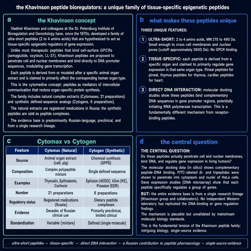 Overview of the Khavinson bioregulator claim: Cytomax and Cytogen layers