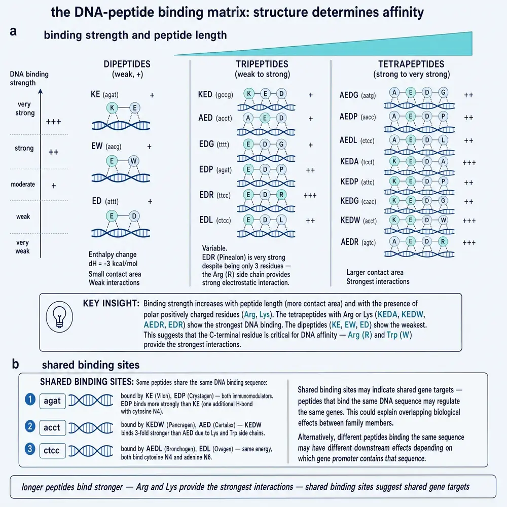 DNA-peptide binding strength matrix
