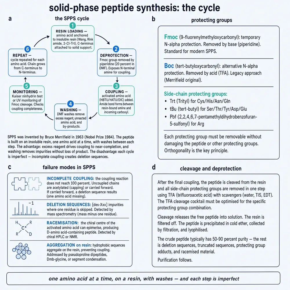 Solid-phase peptide synthesis: the cycle.