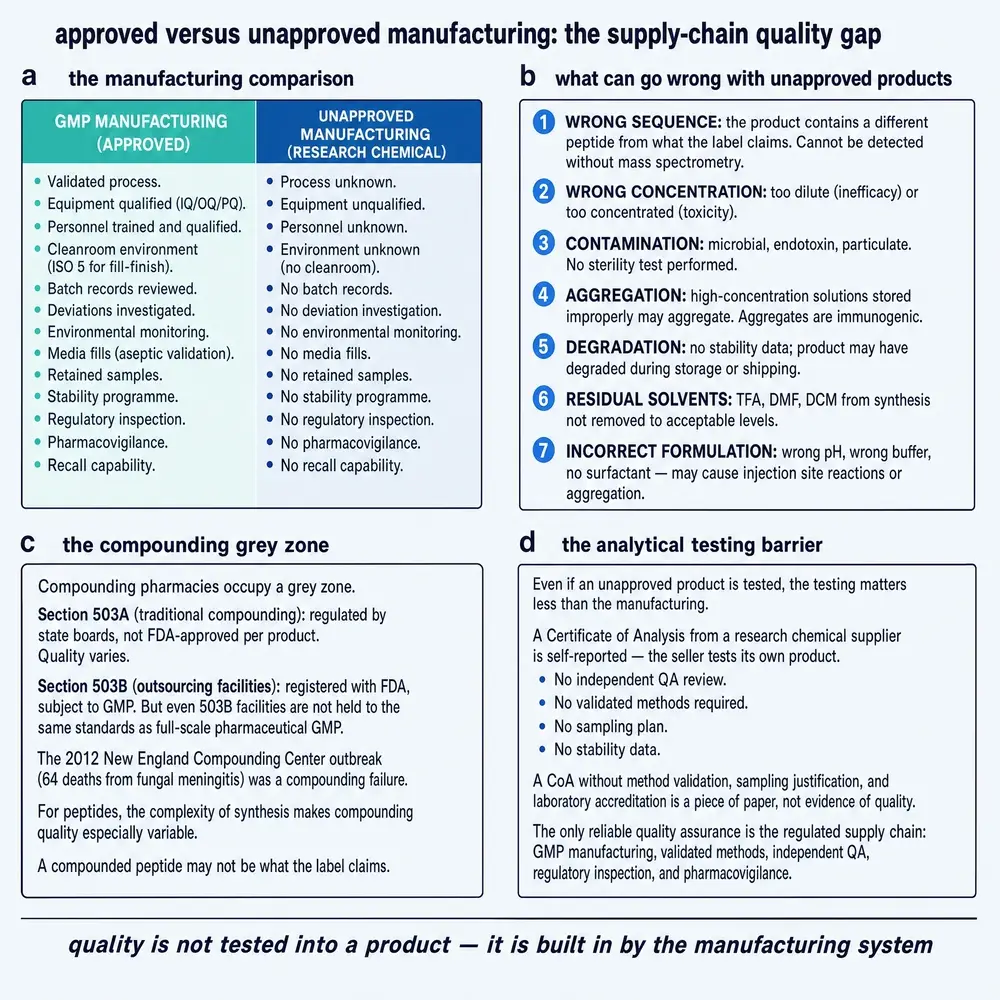 Approved versus unapproved manufacturing: the supply-chain quality gap.