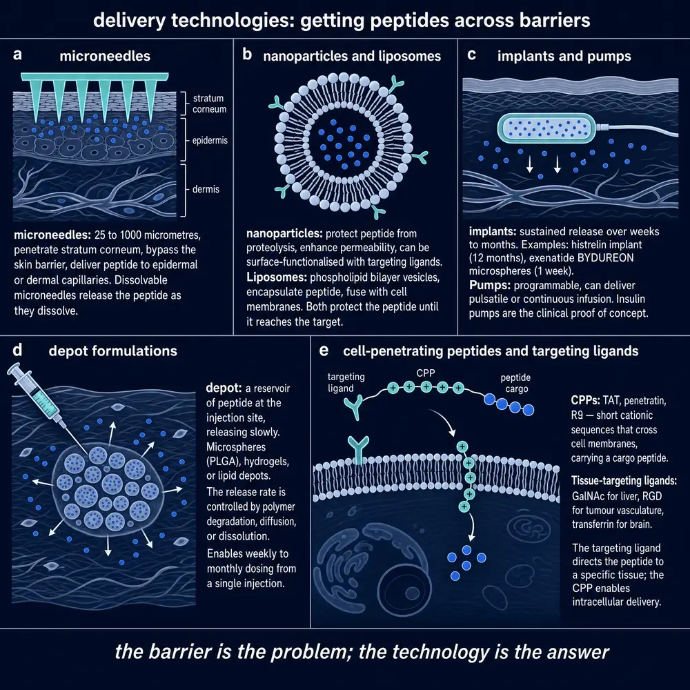 Delivery technologies: getting peptides across barriers