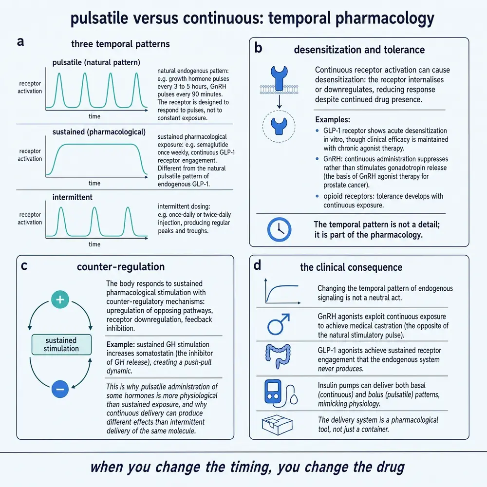 Pulsatile versus continuous: temporal pharmacology