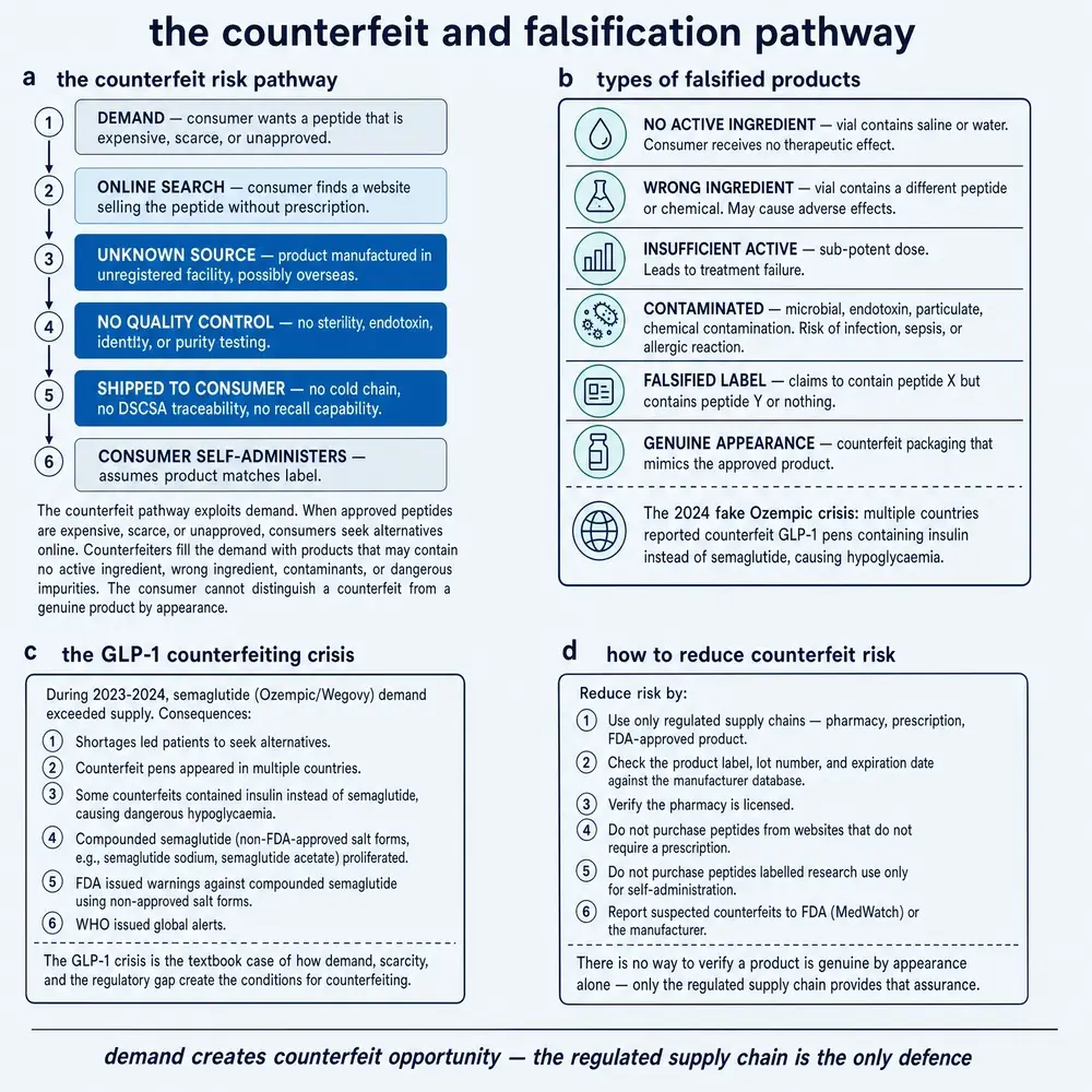 The counterfeit and falsification pathway