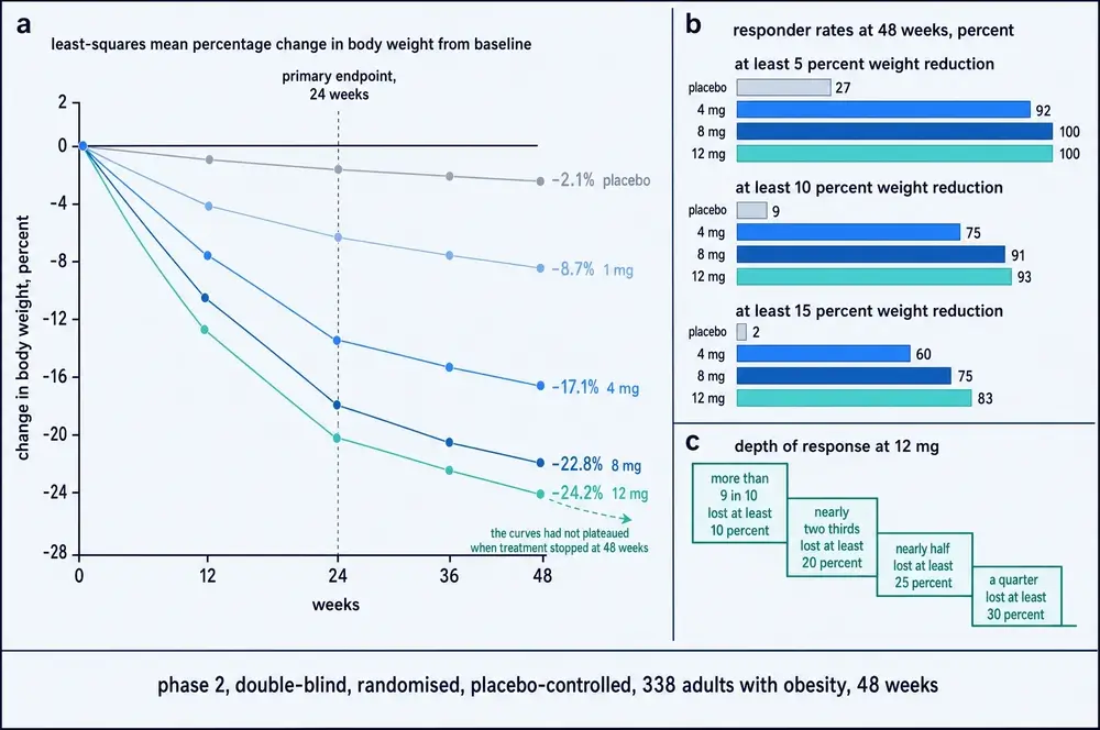 Phase 2 obesity trial efficacy