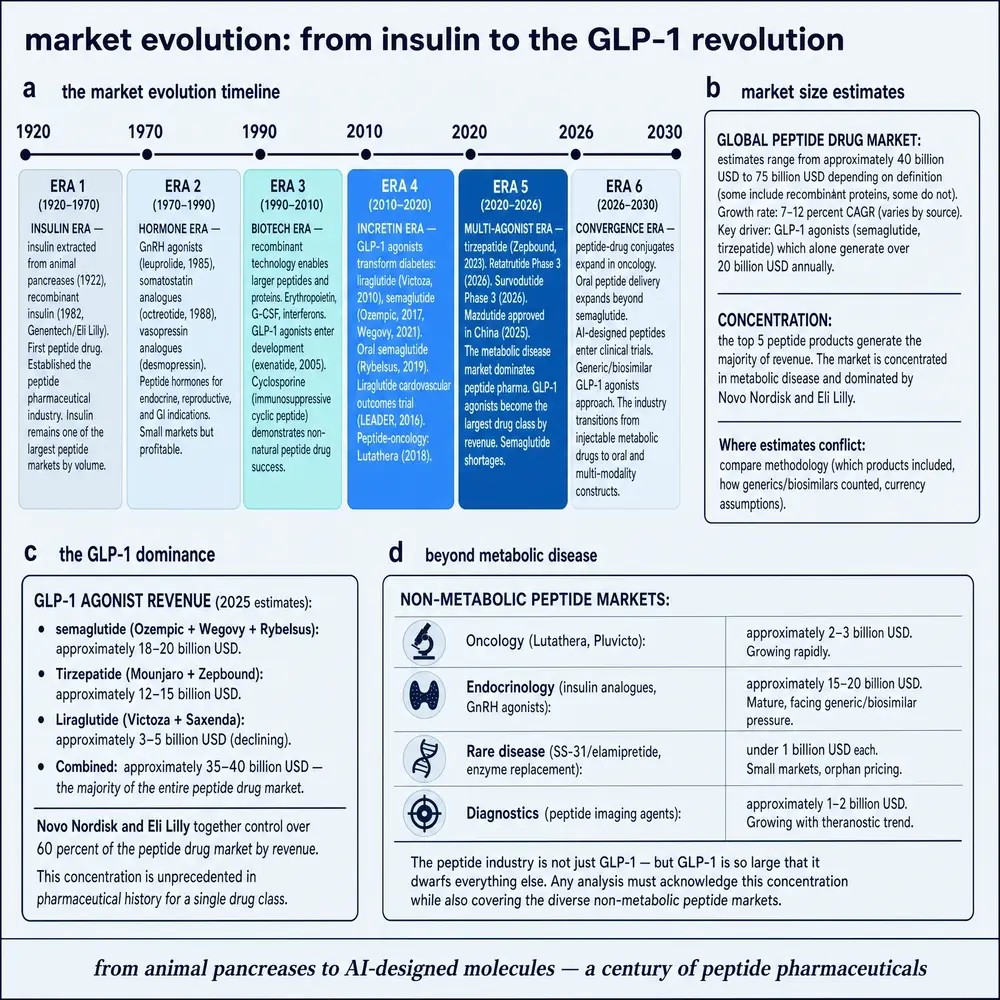 Market evolution of therapeutic peptides