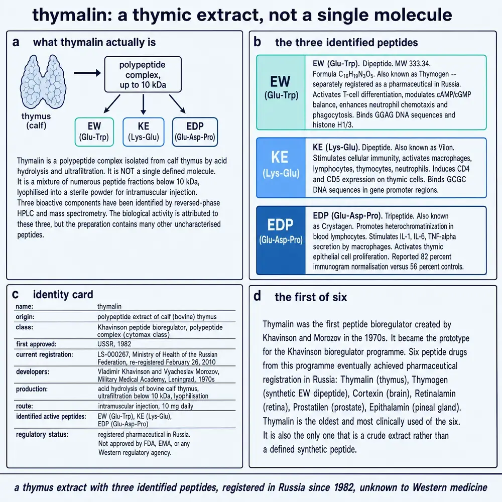 Thymalin identity: calf-thymus extract, EW KE EDP cards, registration, first of six