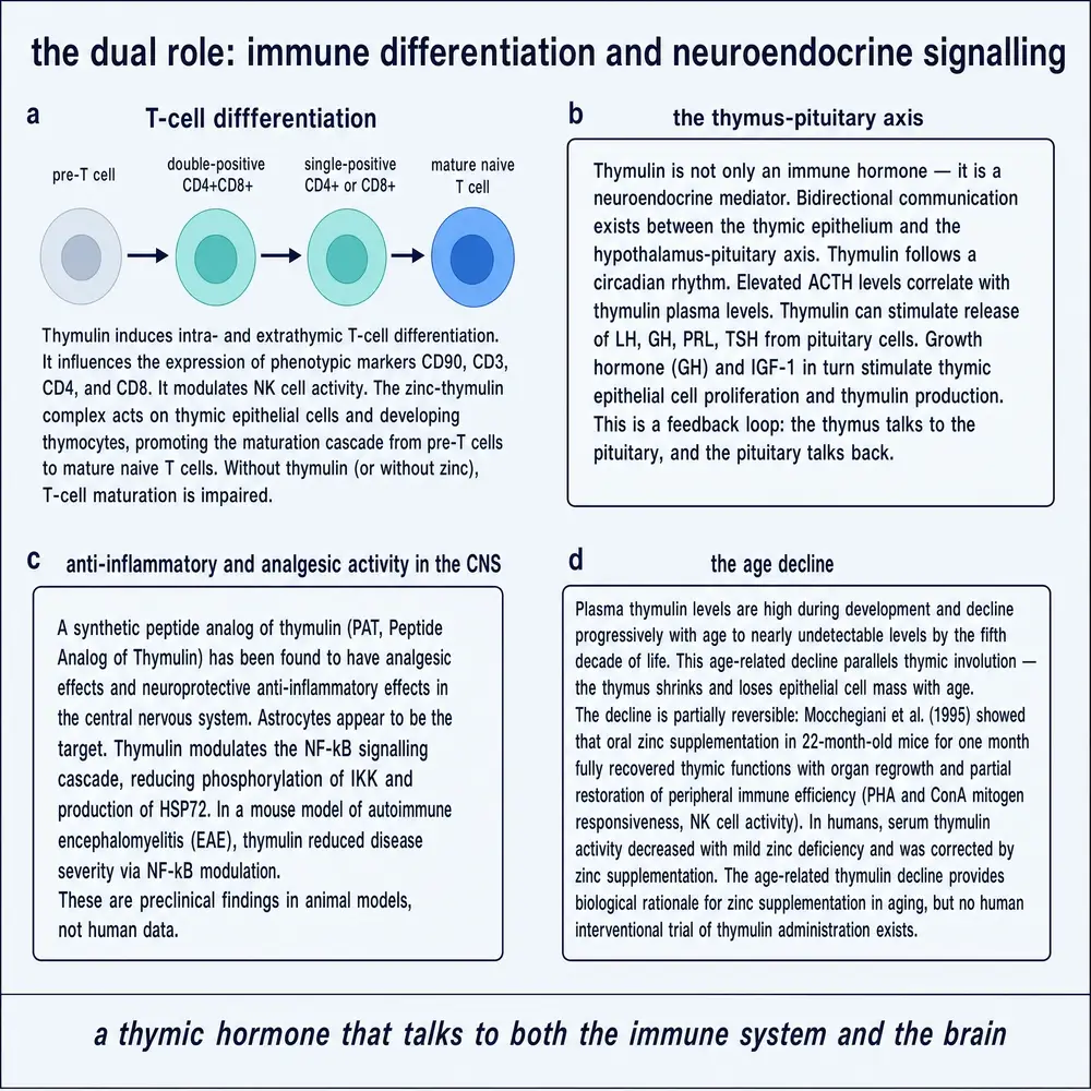 Thymulin dual role: T-cell differentiation and neuroendocrine signalling