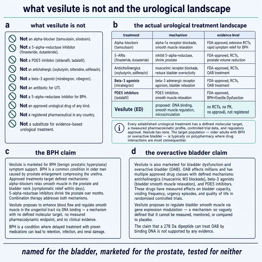 What Vesilute is not, and the urological treatment landscape