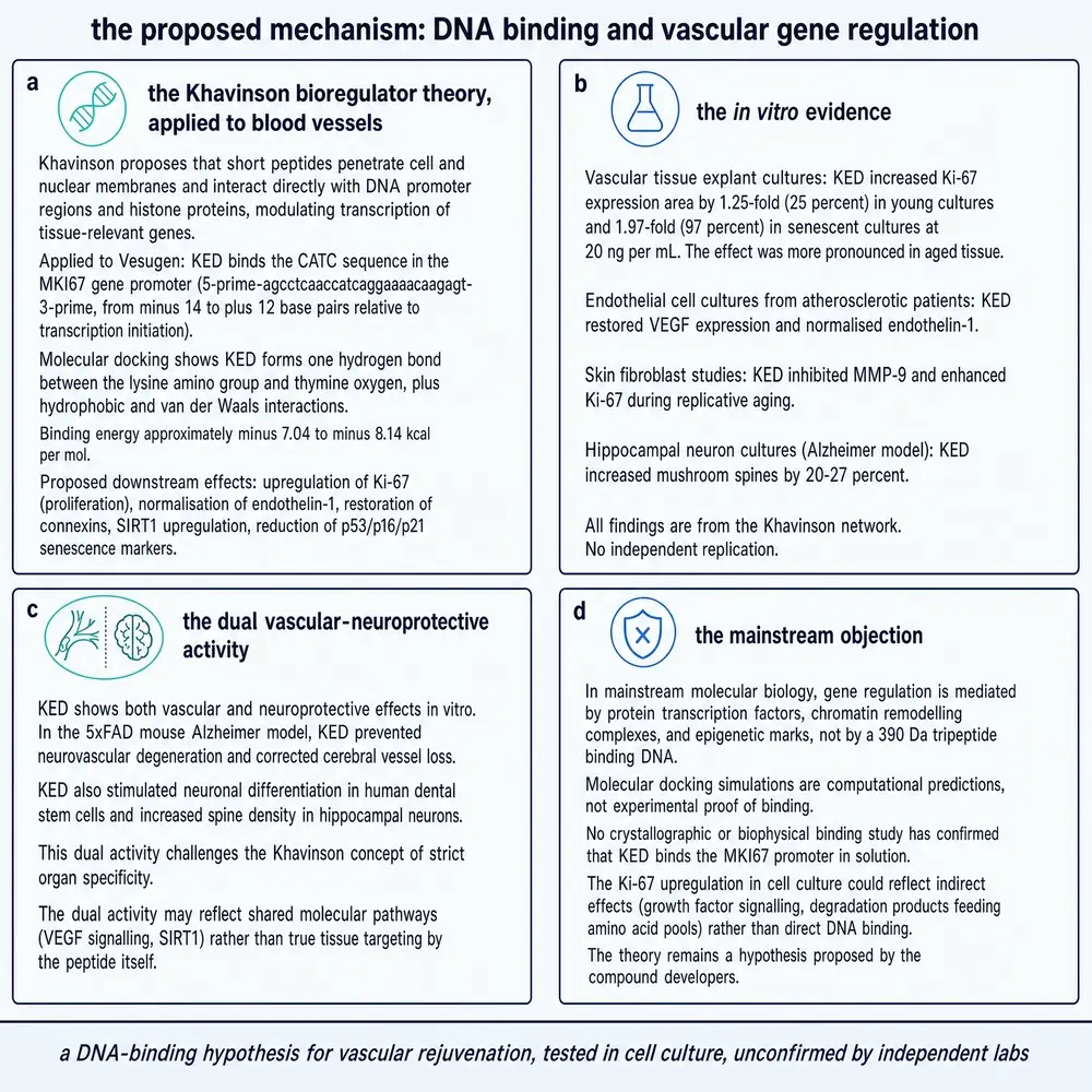 Proposed DNA-binding mechanism and dual vascular-neuro activity