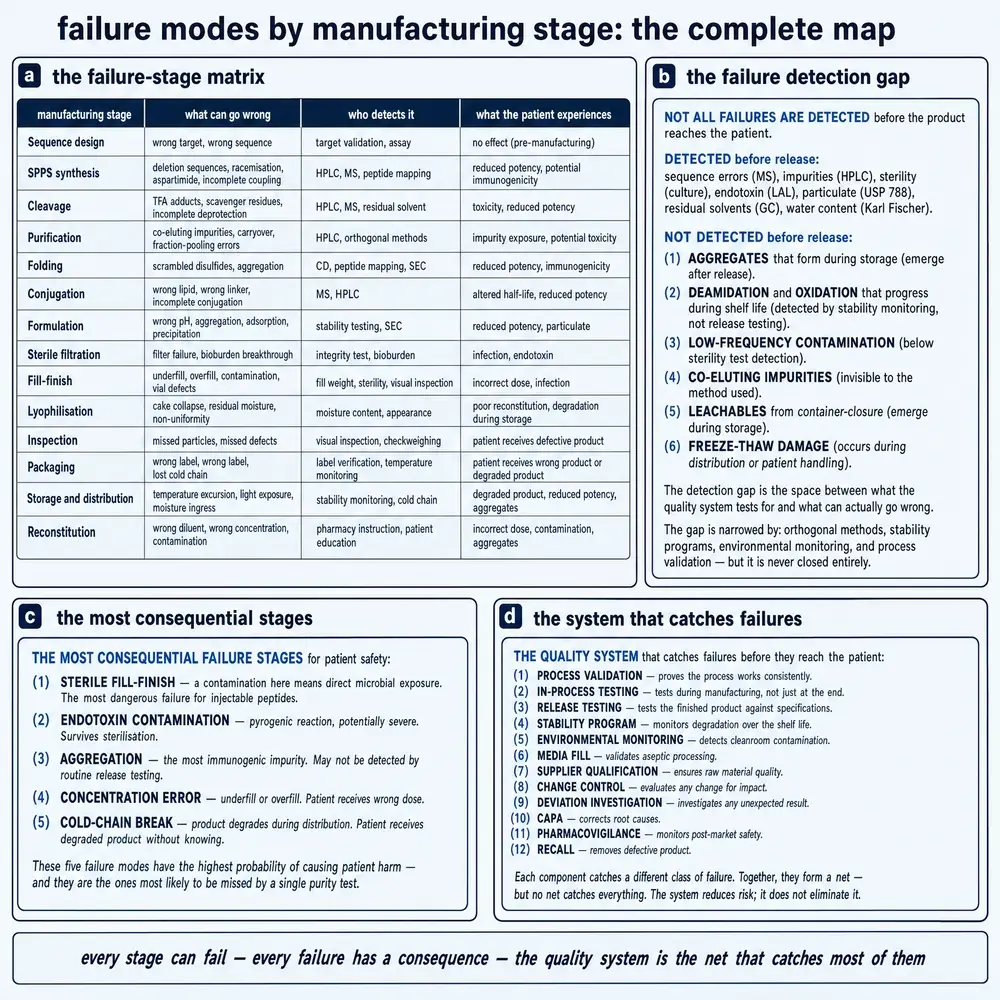 Failure modes by manufacturing stage: the complete map.
