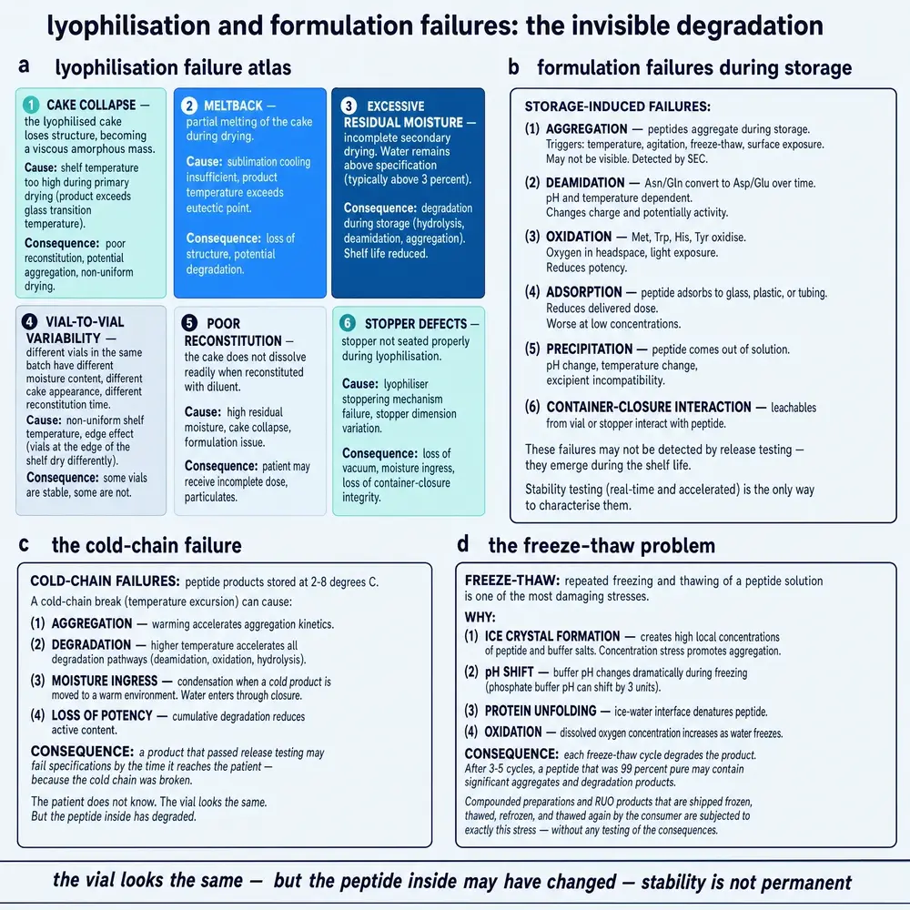 Lyophilisation and formulation failures: the invisible degradation.