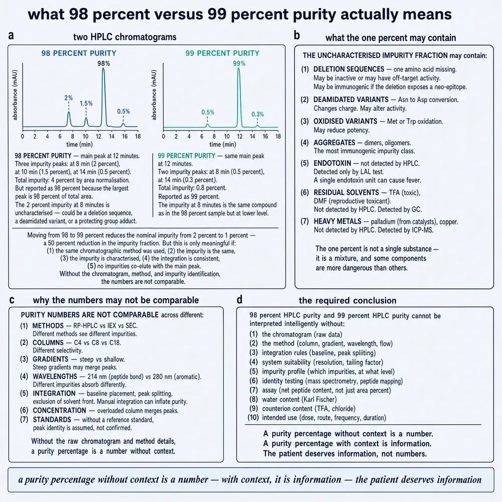 What 98 percent versus 99 percent purity actually means.