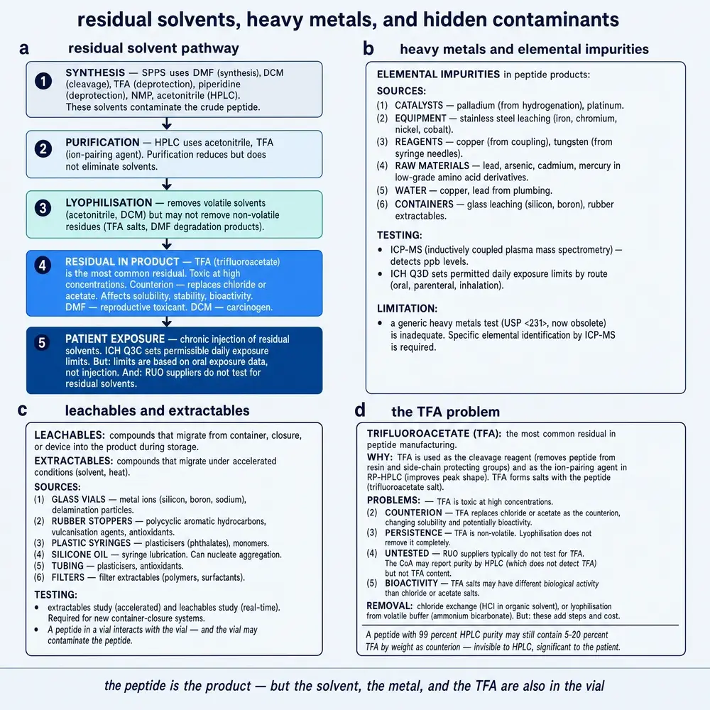 Residual solvents, heavy metals, and hidden contaminants.