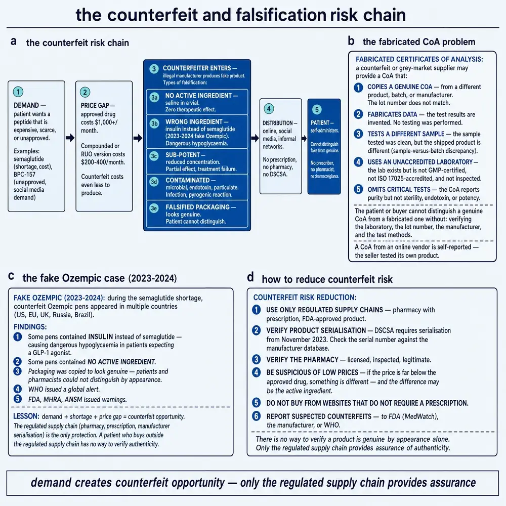 The counterfeit and falsification risk chain.