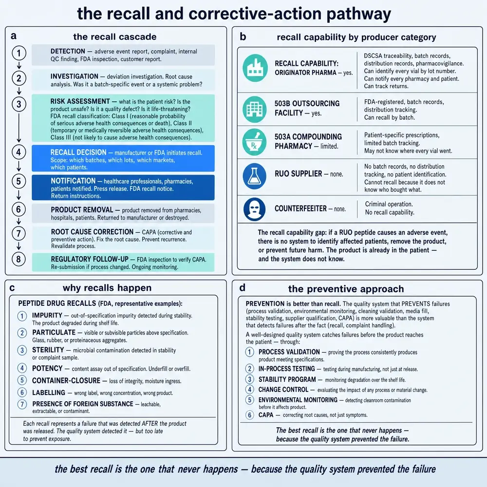 The recall and corrective-action pathway.